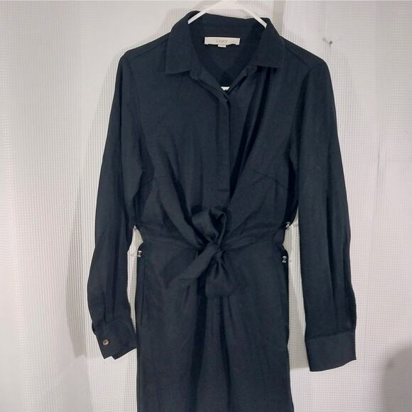 LOFT! RICH BLACK ONE PIECE BUTTON FRONT, BELTED JUMPSUIT, ONESIE, ROMPER! SZ 0 - Picture 4 of 11